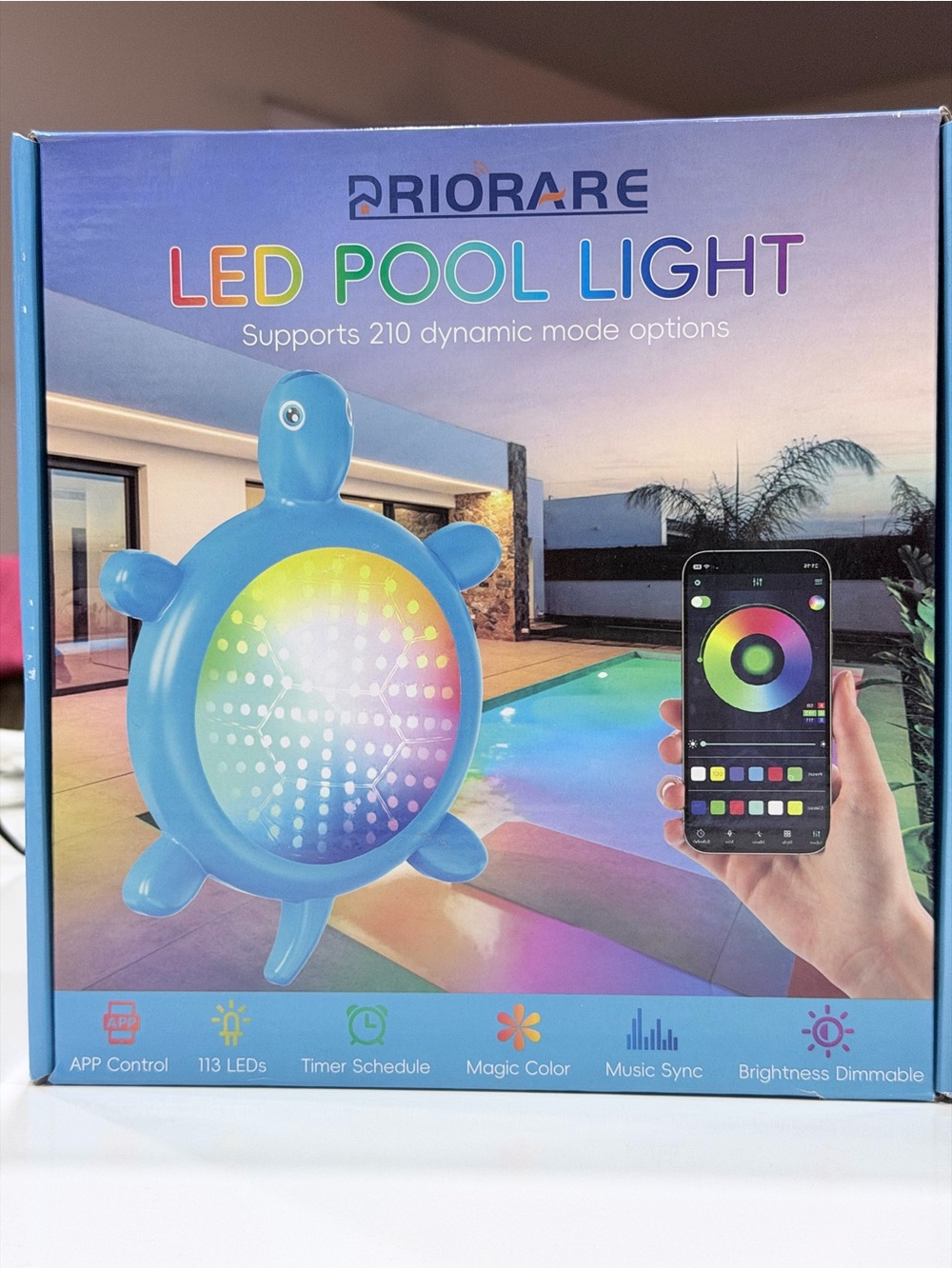 Priorare LED Pool Light (Model XZM-F018), a turtle-shaped smart underwater light